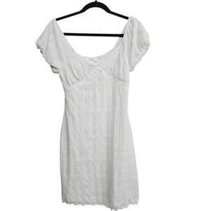 Kirious Los Angeles White Mini Dress S Puff Sleeve Coquette Soft Girl Milkmaid